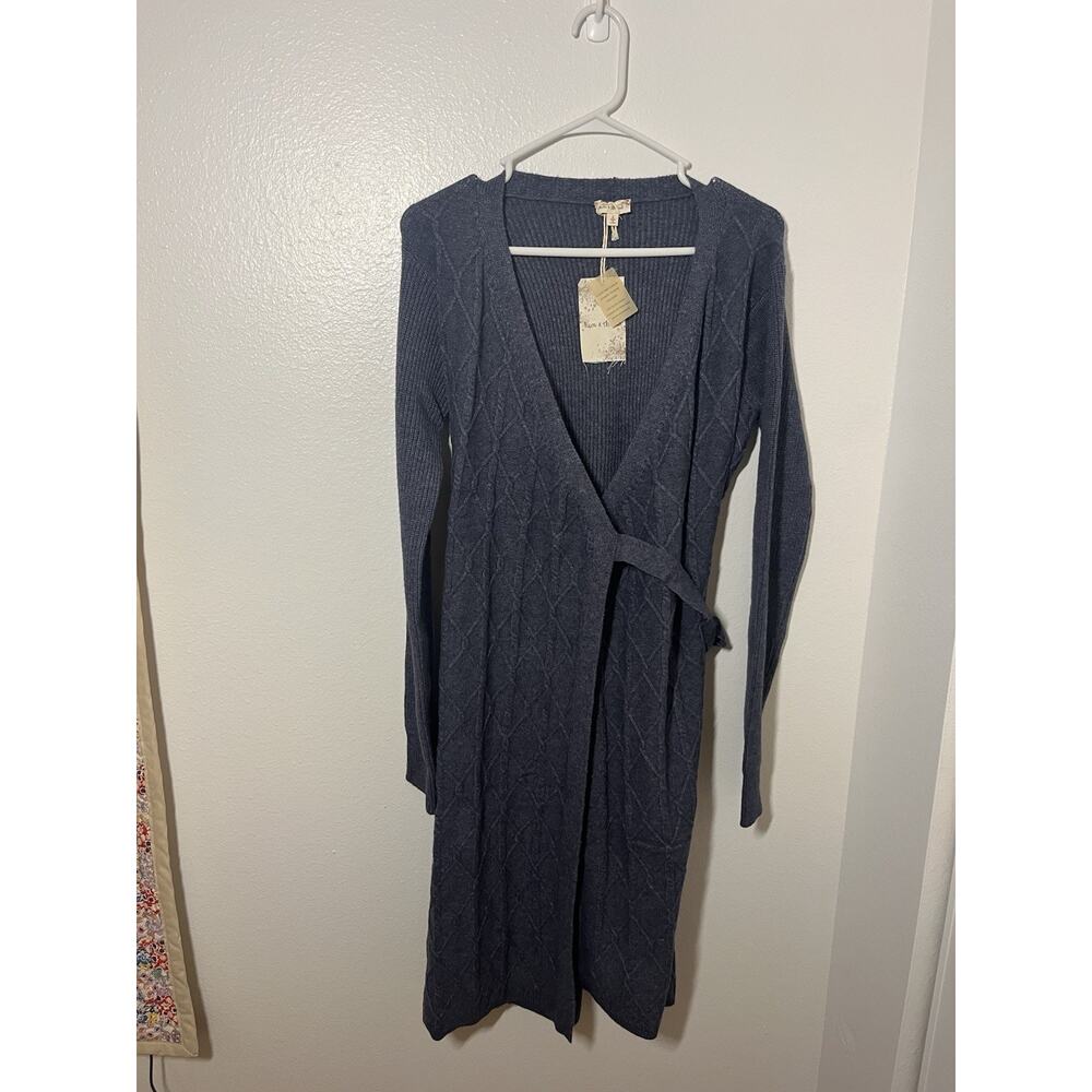 NWT Hem & Thread Women’s Wrap Sweater Dress Long Sleeve Size L boho Cozy